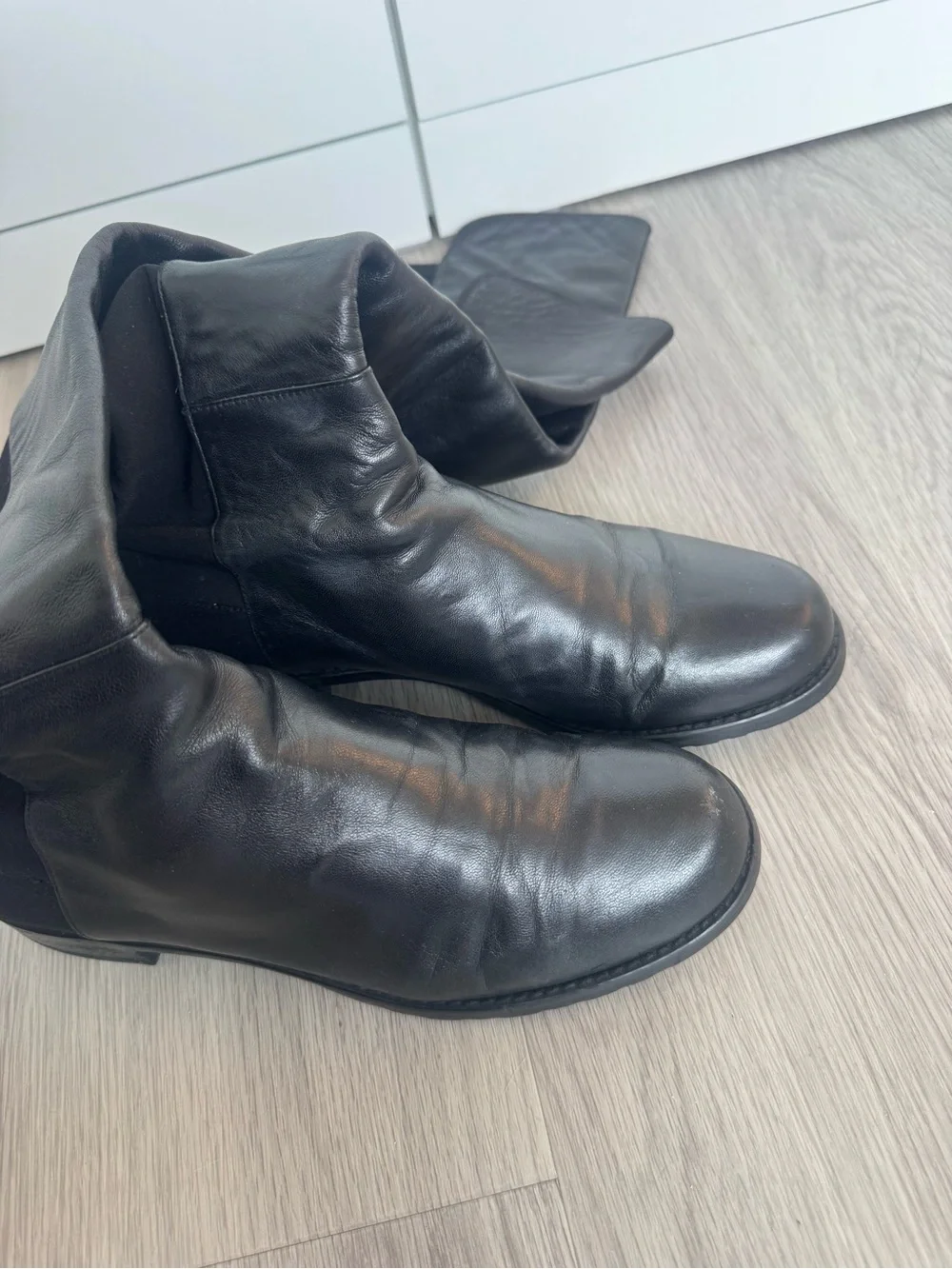 Stuart Weitzman 5050 Black Over-the-Knee Leather Riding Boots